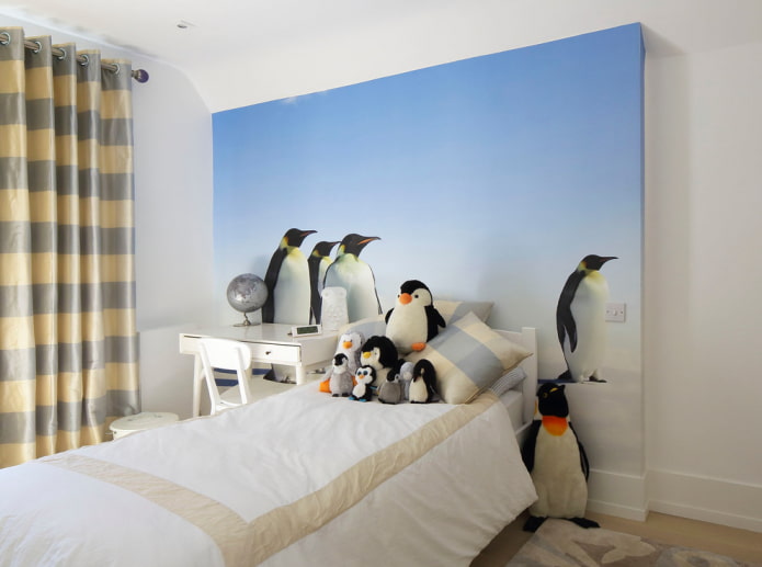 pingwiny na fototapetach