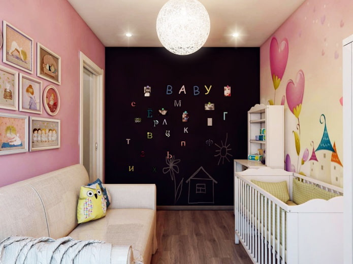conception d'une chambre d'enfant pour un nouveau-né de 8,4 m². m.