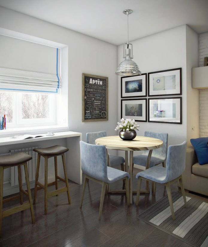 design kuchyně-obývací pokoj 14,4 m2 m.