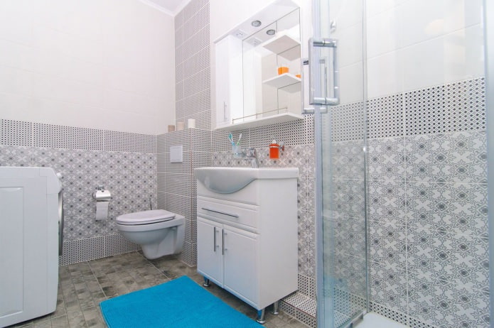 עיצוב של חדר אמבטיה מואר עם מקלחת