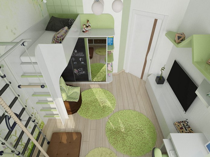 дизайн на детска стая в зелено