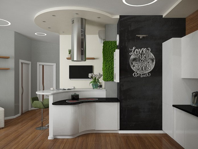 bucătărie într-un proiect de amenajare interioară a apartamentelor