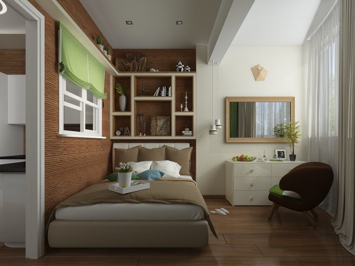bir daire iç tasarım projesinde yatak odası