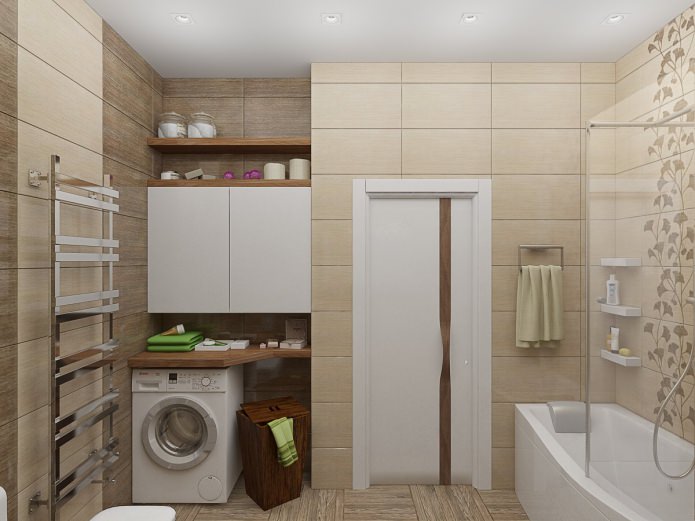 ontwerp van een badkamer gecombineerd met een toilet