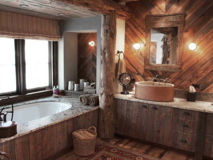 חדר אמבטיה בסגנון כפרי