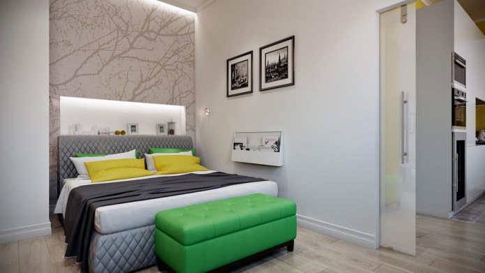спалня в интериора на стилен модерен апартамент