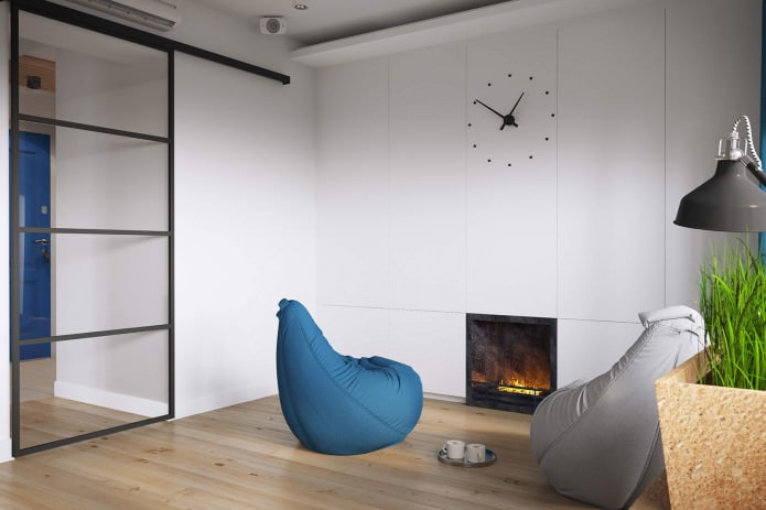 sala d'estar en el disseny d'un apartament d'una habitació de 37 m². m.