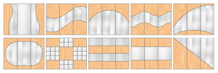 опции за комбиниране на фасадите на гардероба