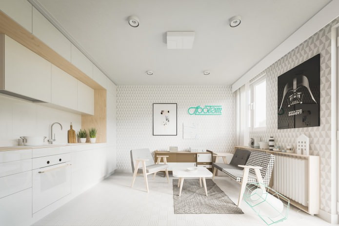 Ontwerp van een klein studio-appartement van 20 m². m.