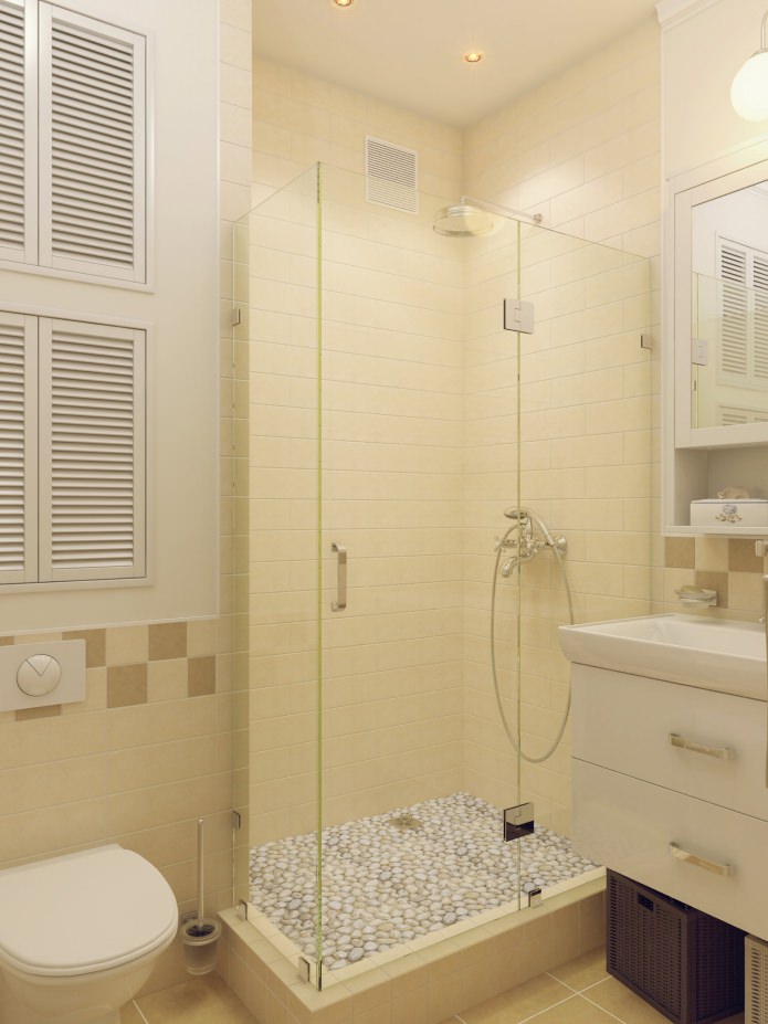 Phòng tắm với vòi sen 3,5 mét vuông. m.