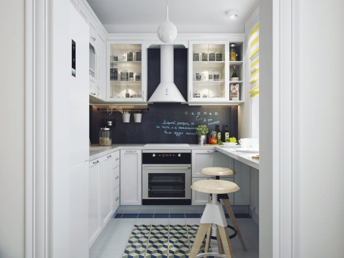 intérieur de cuisine avec set de cuisine blanc