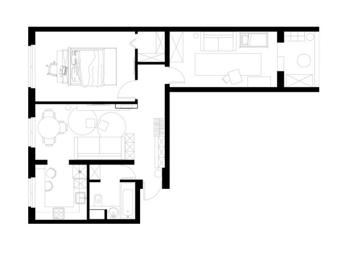 60 metrekarelik üç odalı bir dairenin yeniden geliştirilmesi. m. II-49 tipi bir evde