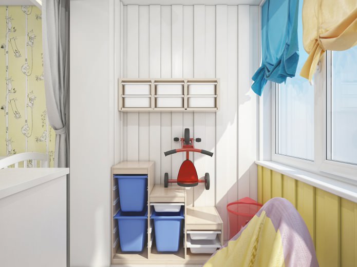 cameră pentru copii combinată cu o logie