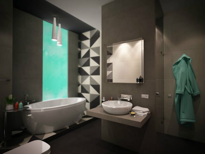 vannas istabas dizains apvienojumā ar tualeti