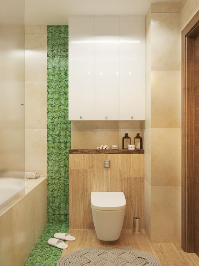 interni del bagno in colore marrone-verde