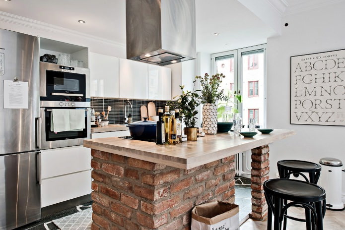 İskandinav tarzı mutfak-oturma odası tasarım projesi