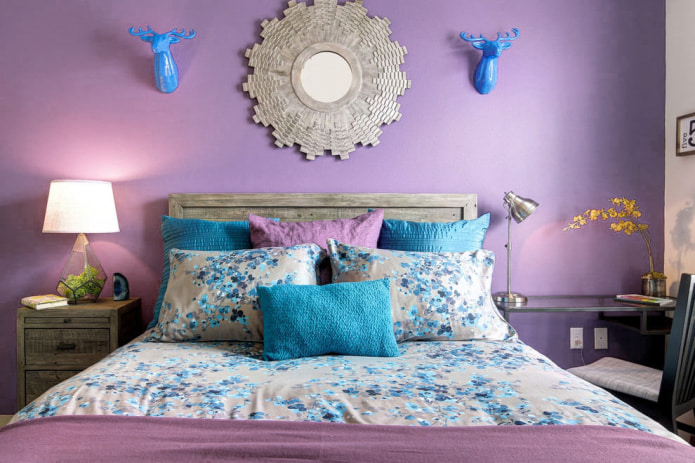 Lawendowa niebieska sypialnia