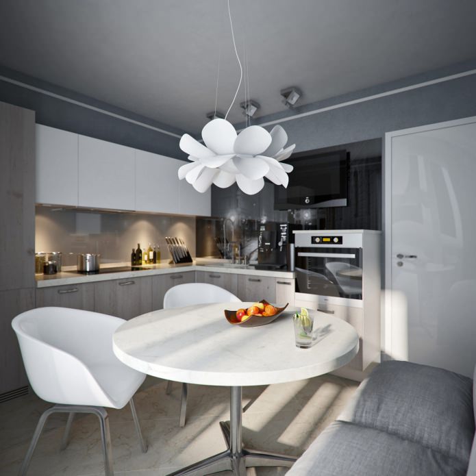 keuken in appartementontwerp 38 m². m.