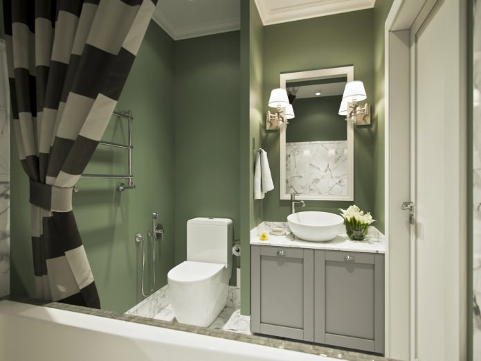 Kúpeľňa v zelených farbách 4 štvorcové. m.