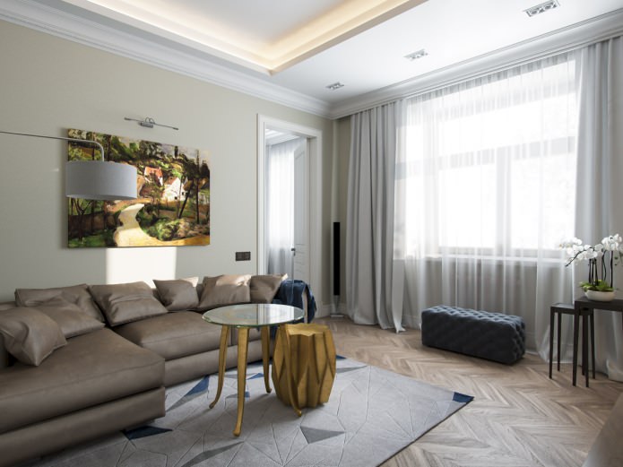 interni del soggiorno nei colori beige