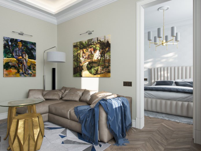 interni del soggiorno nei colori beige