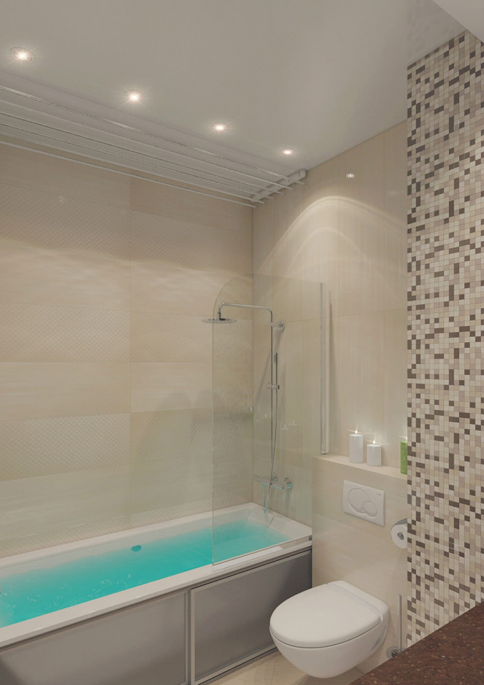 badkamer in een tweekamerappartement van 50 m². m.
