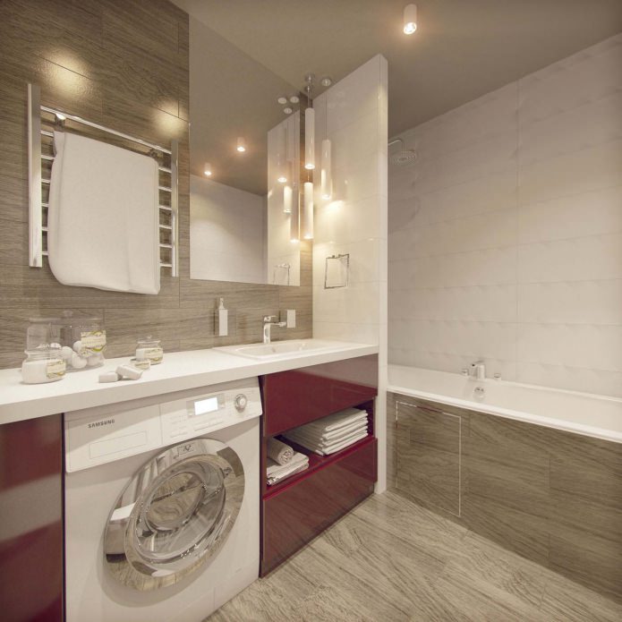 vannas istabas dizains ar veļas mašīnu