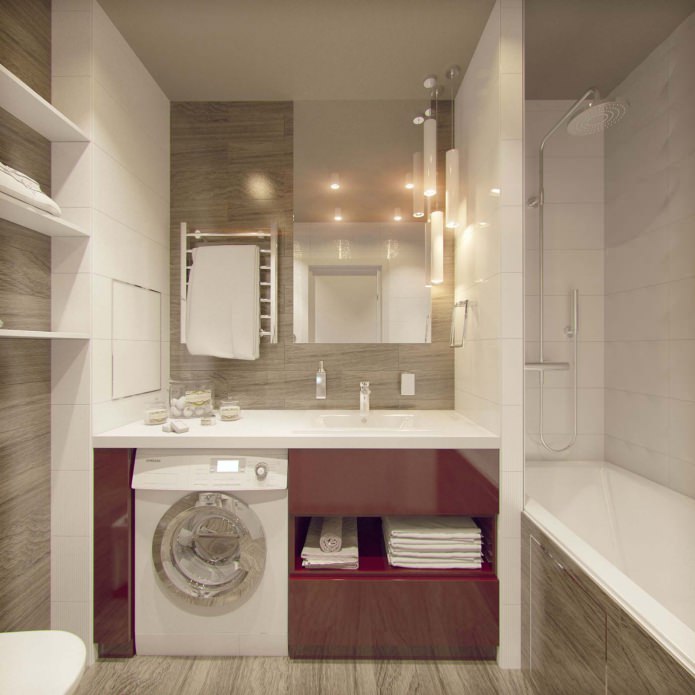 עיצוב חדר אמבטיה עם מכונת כביסה