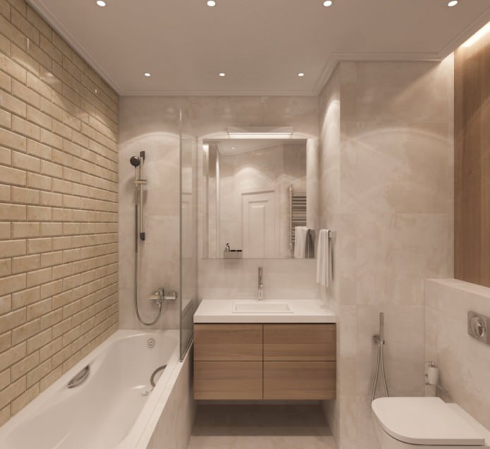 badkamer in een studio appartement 50 m².