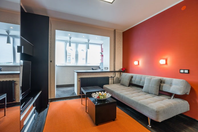 obývací pokoj v interiéru ateliéru v moderním stylu