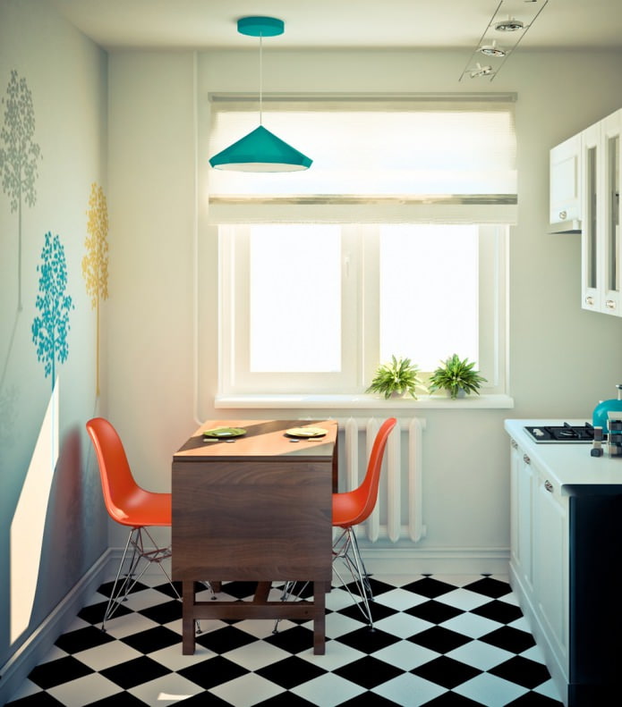 virtuvė projekto kampinis vieno kambario butas 32 kv. m.