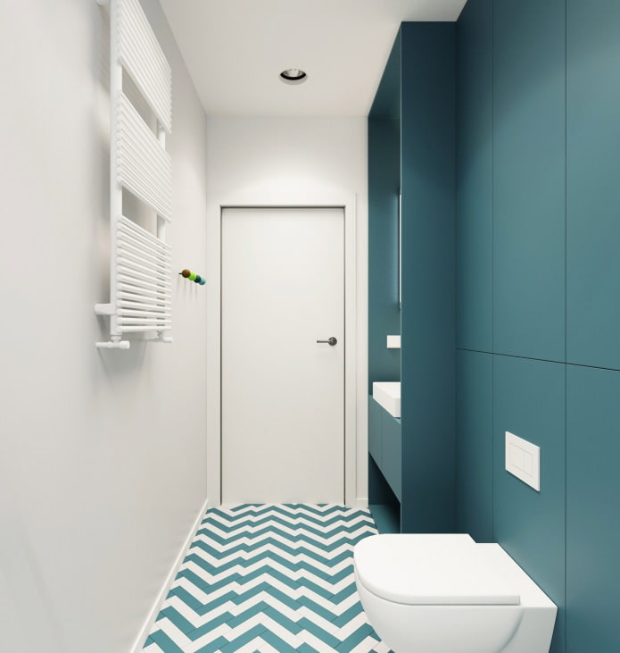 vonios kambario dizainas baltos ir turkio spalvos