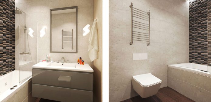 badkamer in het ontwerp van het appartement 58 m². m.