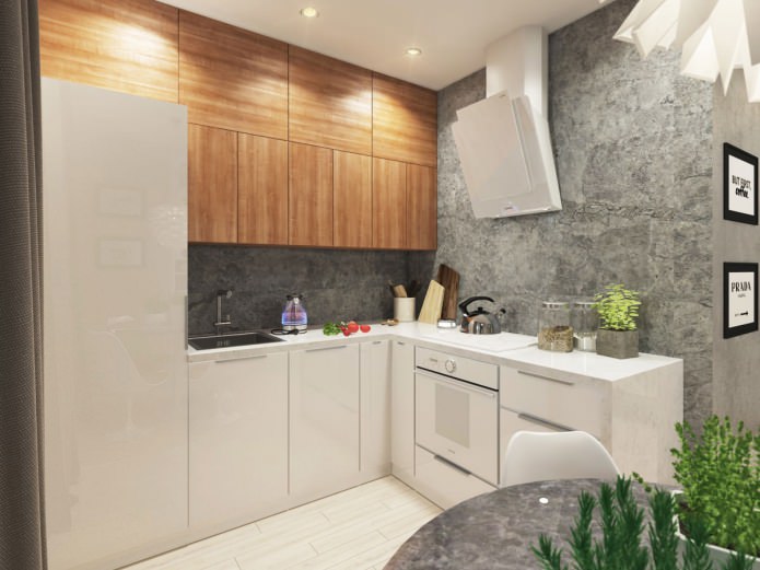 keuken in appartementontwerp 58 m². m.