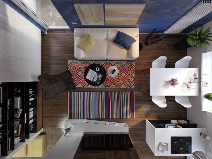 opstelling van meubels in een appartement van 31 m². m.