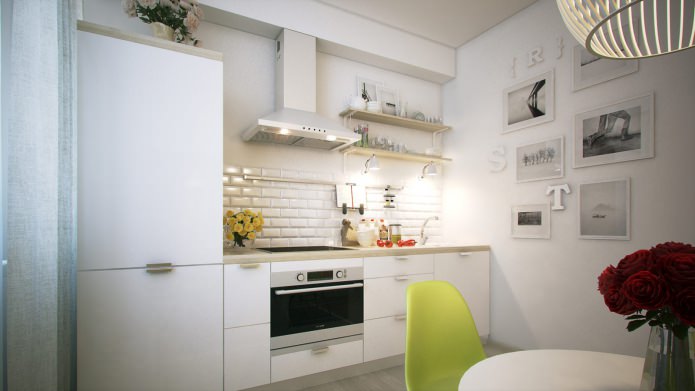 keuken in het ontwerp van een eenkamerappartement van 40 m². m.