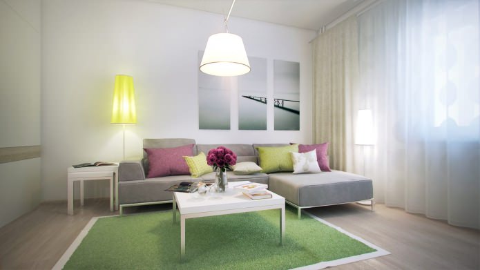sala d'estar en el disseny d'un apartament d'una habitació de 40 m². m.