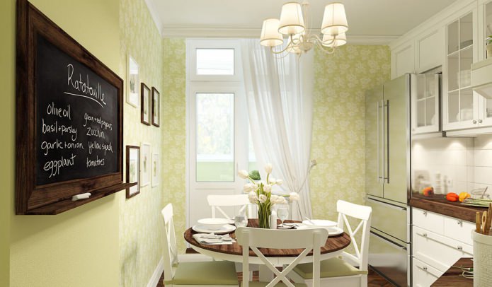 giấy dán tường màu xanh lá cây cho nhà bếp nhỏ