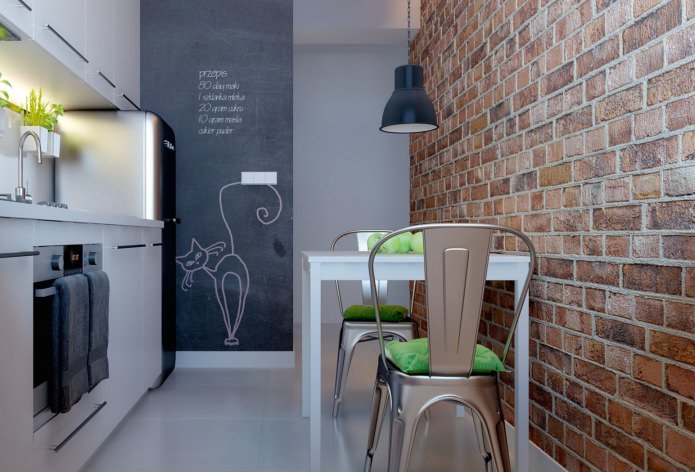 Ý tưởng giấy dán tường cho một nhà bếp nhỏ