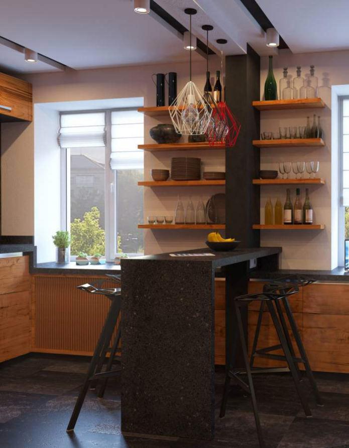 design barového pultu v malé kuchyni