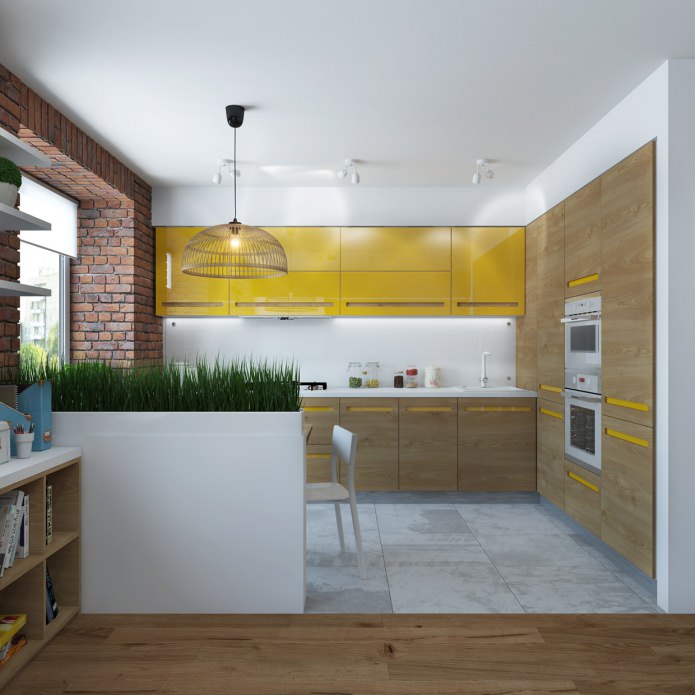 تصميم المطبخ في شقة 65 متر مربع. م.