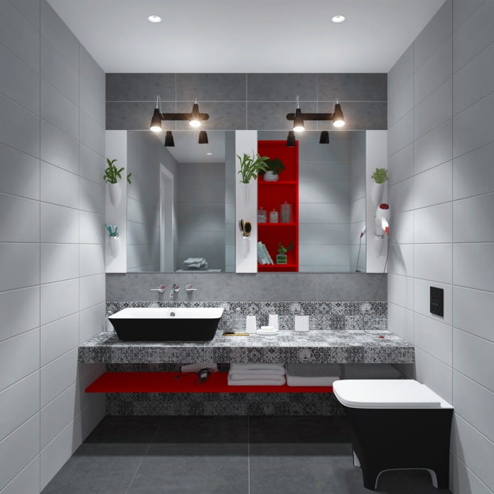 Intérieur de salle de bain dans un appartement de 65 m². m.