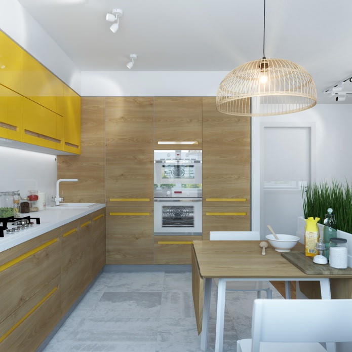 thiết kế nhà bếp trong một căn hộ 65 sq. m.