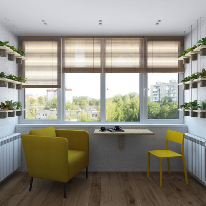 balkon gecombineerd met een slaapkamer in het project van een appartement van 65 m². m.