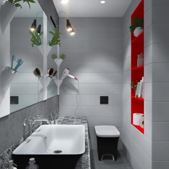 Intérieur de salle de bain dans un appartement de 65 m². m.
