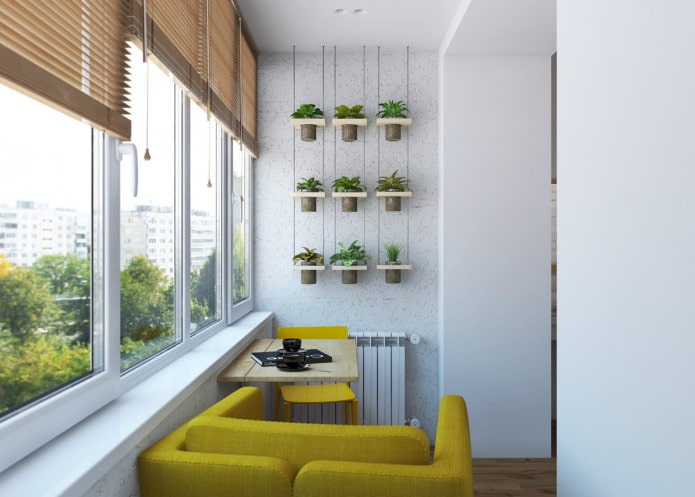 balcó combinat amb un dormitori en el projecte d’un apartament de 65 m². m.
