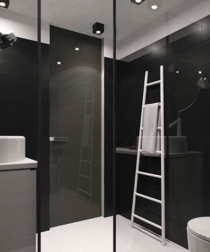 conception d'une salle de bain dans un studio avec de hauts plafonds