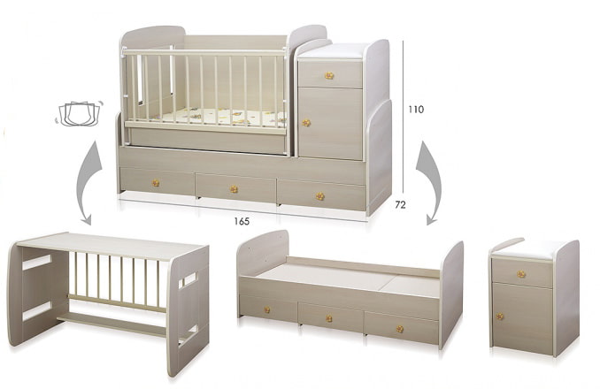 Размерът на бебето трансформиращо легло