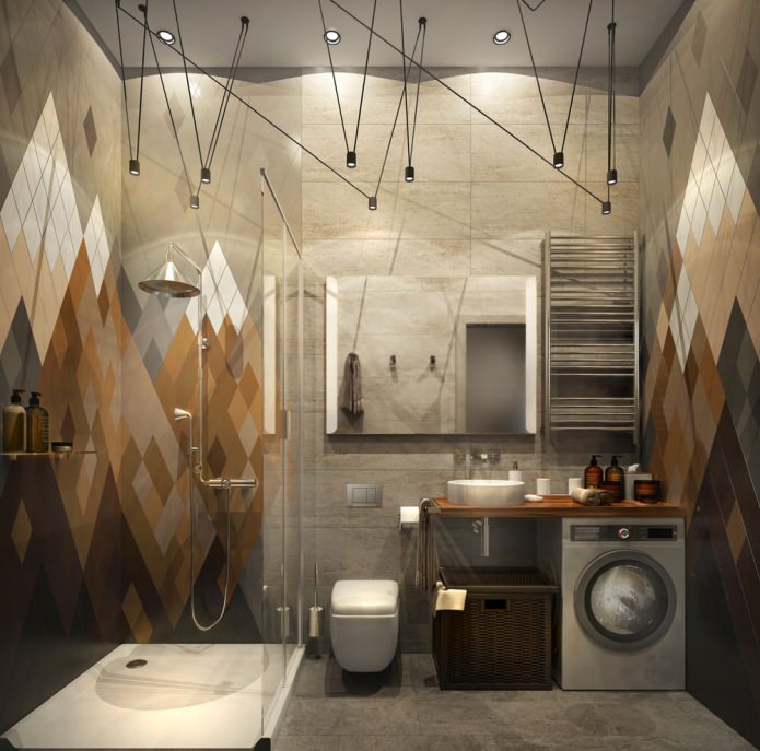 badeværelse i designet af en lille lejlighed på 15 kvm. m.