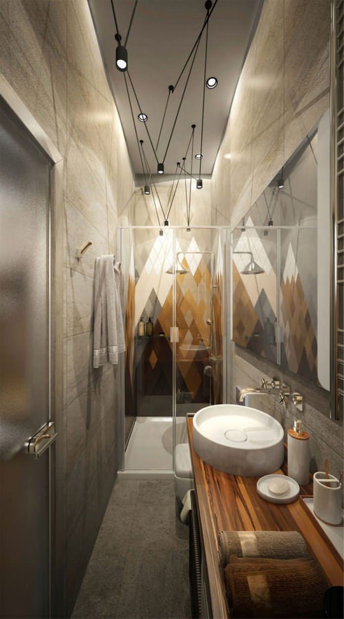 badkamer in het ontwerp van een klein appartement van 15 m². m.